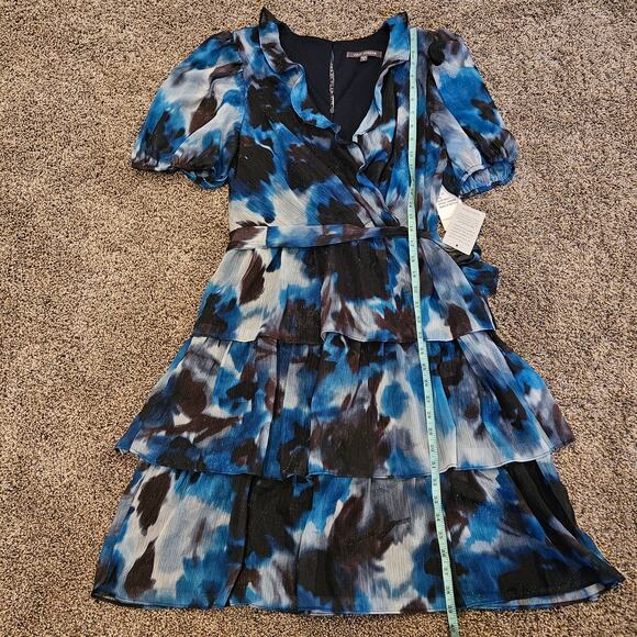Julia Jordan Dress Womens Size 10 Blue Abstract Tiered Ruffle Romantic Feminine - Picture 3 of 14